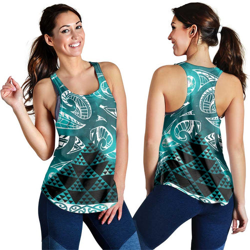 Matariki New Zealand Women Racerback Tank NZ Niho Taniwha Maori New Year Cyan Galaxy