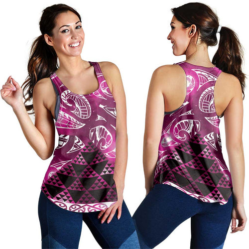 Matariki New Zealand Women Racerback Tank NZ Niho Taniwha Maori New Year Pink Galaxy
