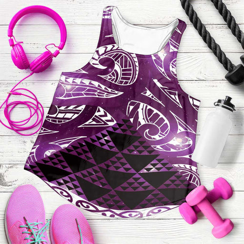 Matariki New Zealand Women Racerback Tank NZ Niho Taniwha Maori New Year Purple Galaxy