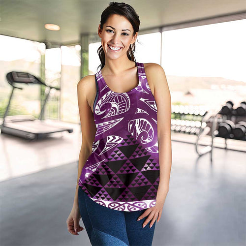 Matariki New Zealand Women Racerback Tank NZ Niho Taniwha Maori New Year Purple Galaxy
