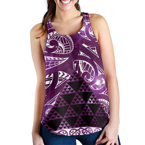 Matariki New Zealand Women Racerback Tank NZ Niho Taniwha Maori New Year Purple Galaxy