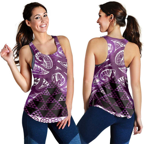 Matariki New Zealand Women Racerback Tank NZ Niho Taniwha Maori New Year Purple Galaxy