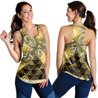 Matariki New Zealand Women Racerback Tank NZ Niho Taniwha Maori New Year Yellow Galaxy
