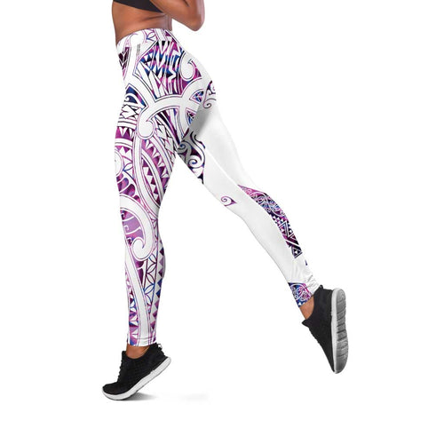 Mawhero Paua Shell Kowhaiwhai Taniko Leggings Manta Ray Shark-Turtle Maori Tribal Style
