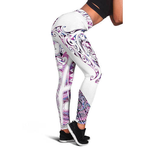 Mawhero Paua Shell Kowhaiwhai Taniko Leggings Manta Ray Shark-Turtle Maori Tribal Style