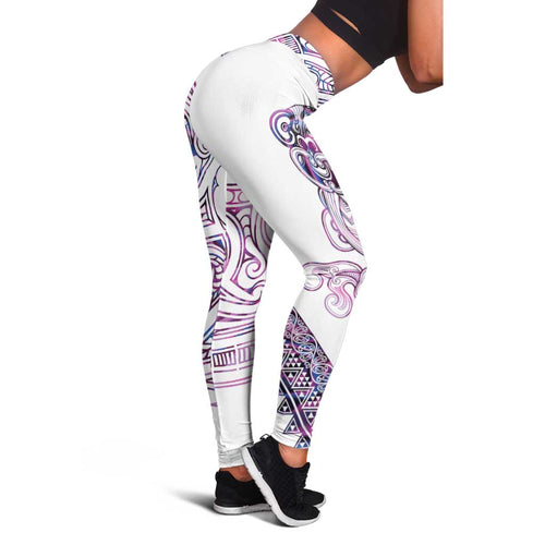 Mawhero Paua Shell Kowhaiwhai Taniko Leggings Taniwha Maori Tribal Style