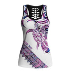 Mawhero Paua Shell Kowhaiwhai Taniko Personalised Hollow Tank Top Turtle Tattoo Maori Tribal Style