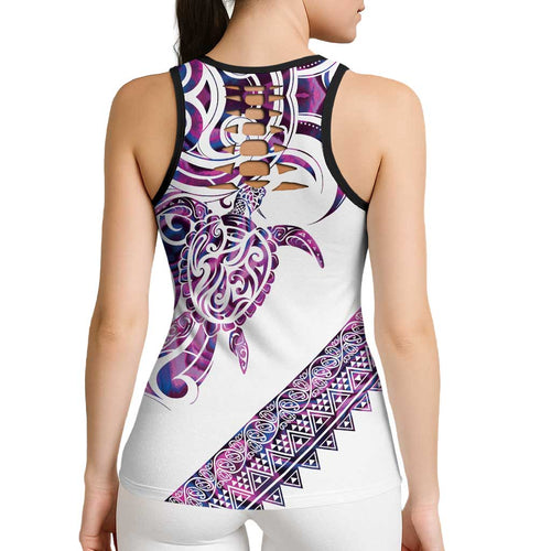 Mawhero Paua Shell Kowhaiwhai Taniko Personalised Hollow Tank Top Turtle Tattoo Maori Tribal Style