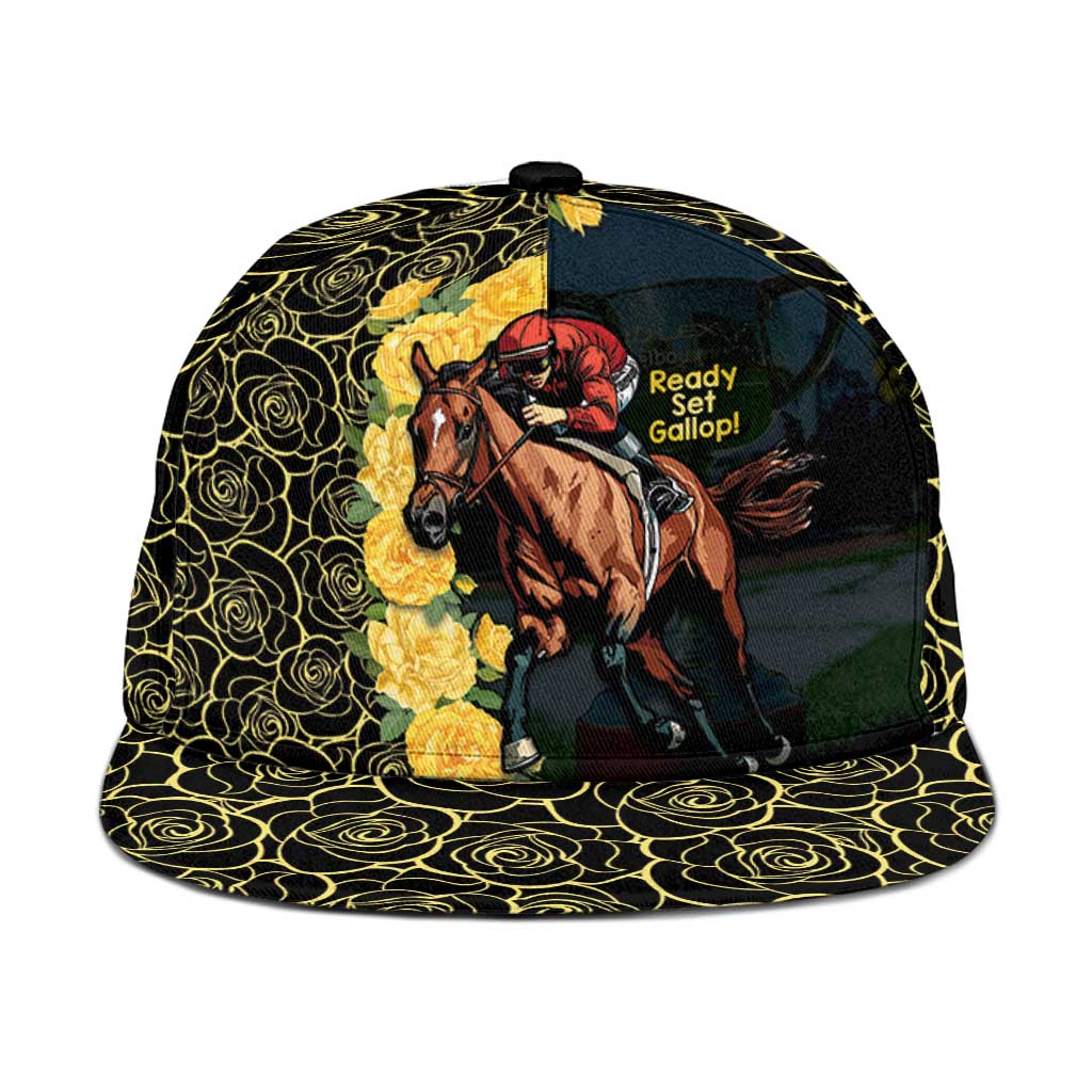 Melbourne Horse Racing Snapback Cap Yellow Roses - Ready Set Gallop - Aussie Hoodie