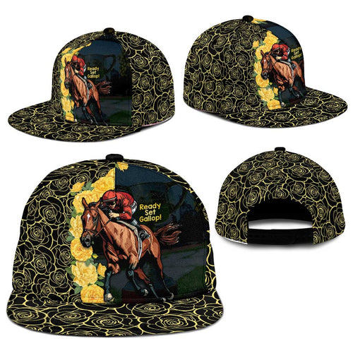 Melbourne Horse Racing Snapback Cap Yellow Roses - Ready Set Gallop - Aussie Hoodie