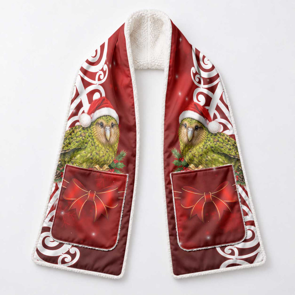 Meri Kirihimete New Zealand Kakapo Santa Pocket Scarf Aotearoa Maori Pattern