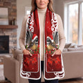 Meri Kirihimete New Zealand Piwakawaka Santa Pocket Scarf Pohutukawa Aotearoa Maori Pattern