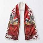 Meri Kirihimete New Zealand Piwakawaka Santa Pocket Scarf Pohutukawa Aotearoa Maori Pattern