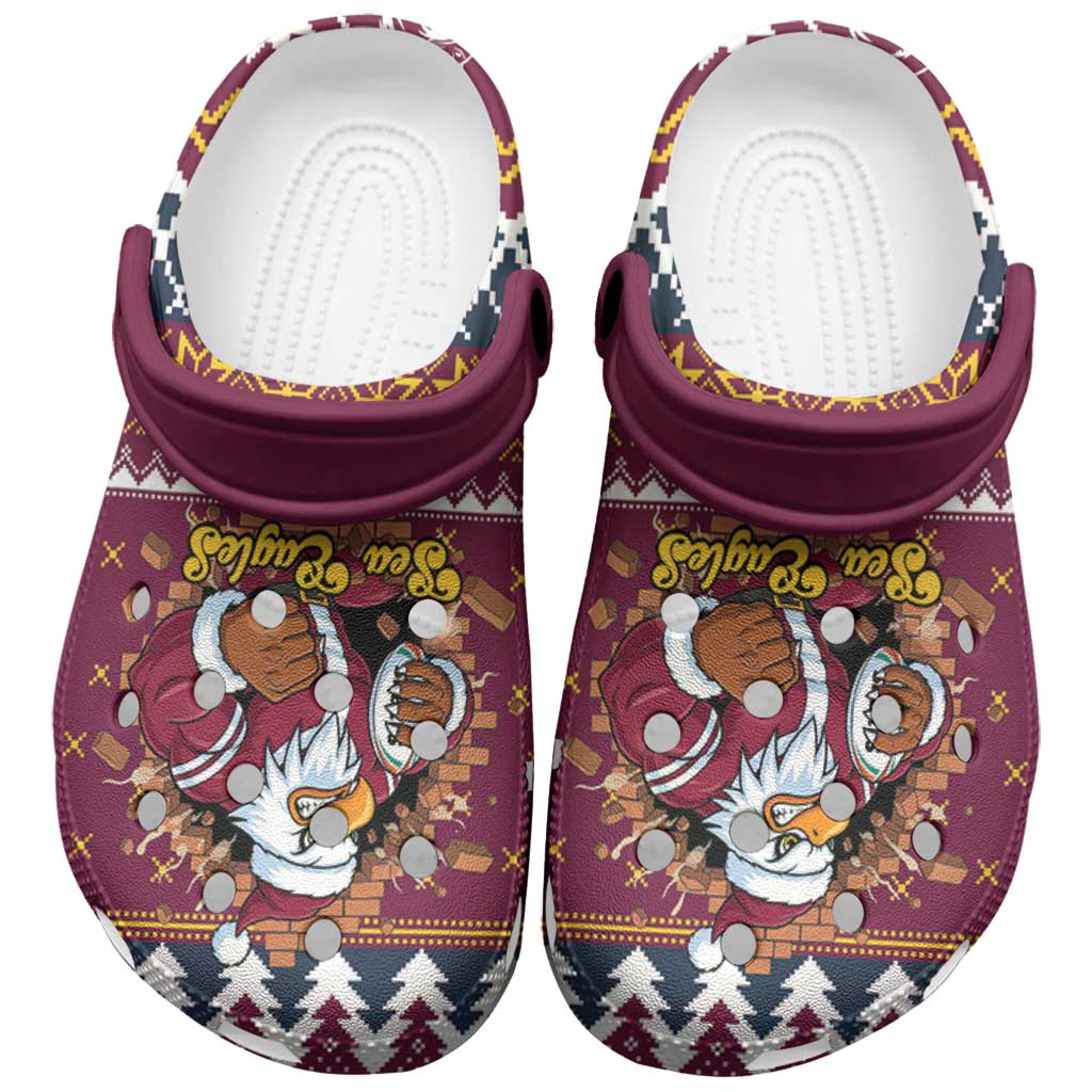 Merry Eagle Roar Clogs Shoes Christmas Rugby League Spirit - Aussie Hoodie