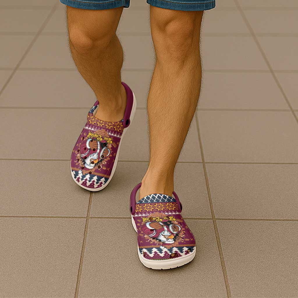 Merry Eagle Roar Clogs Shoes Christmas Rugby League Spirit - Aussie Hoodie