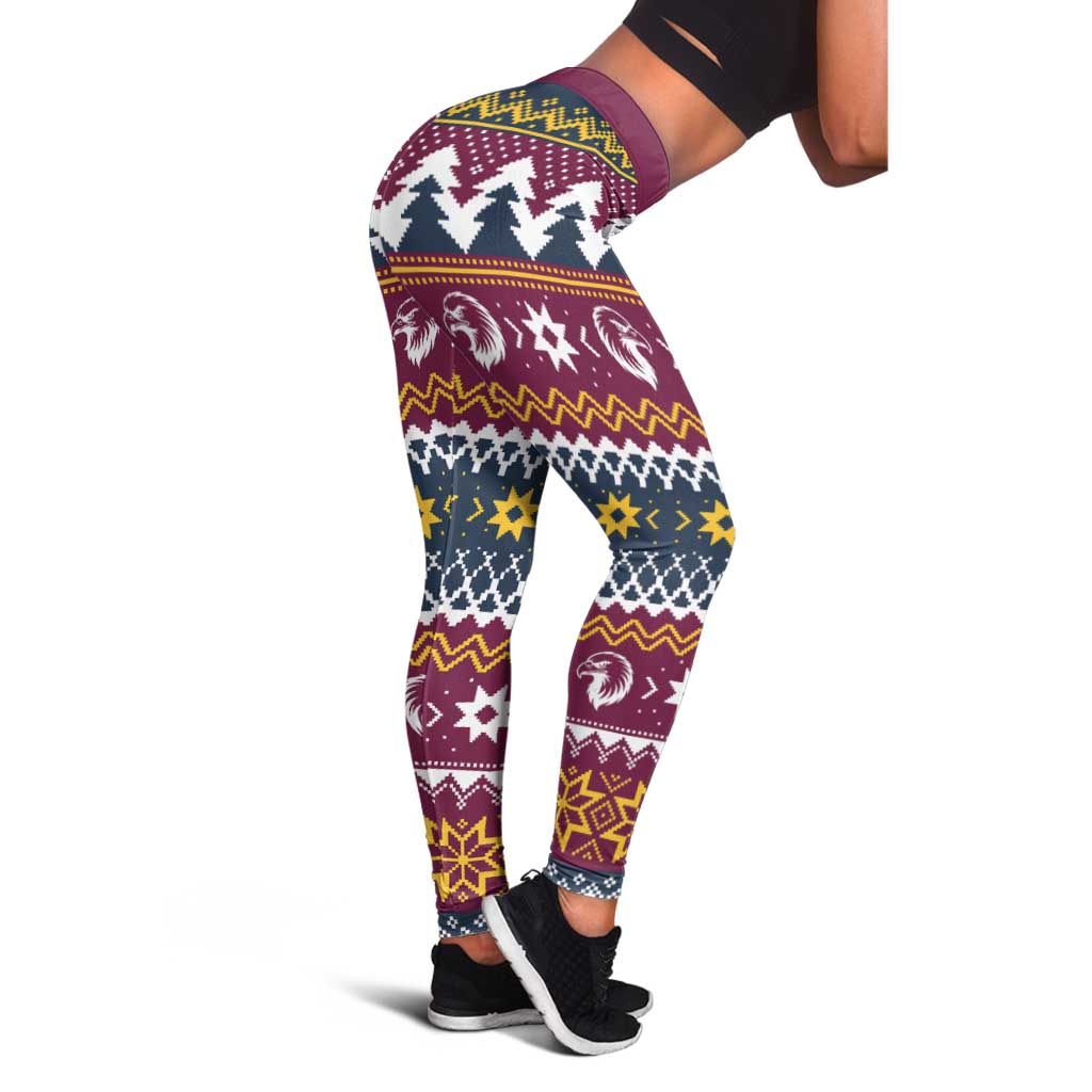 Merry Eagle Roar Leggings Christmas Rugby League Spirit - Aussie Hoodie