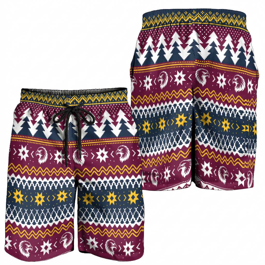 Merry Eagle Roar Shorts for Men Christmas Rugby League Spirit - Aussie Hoodie
