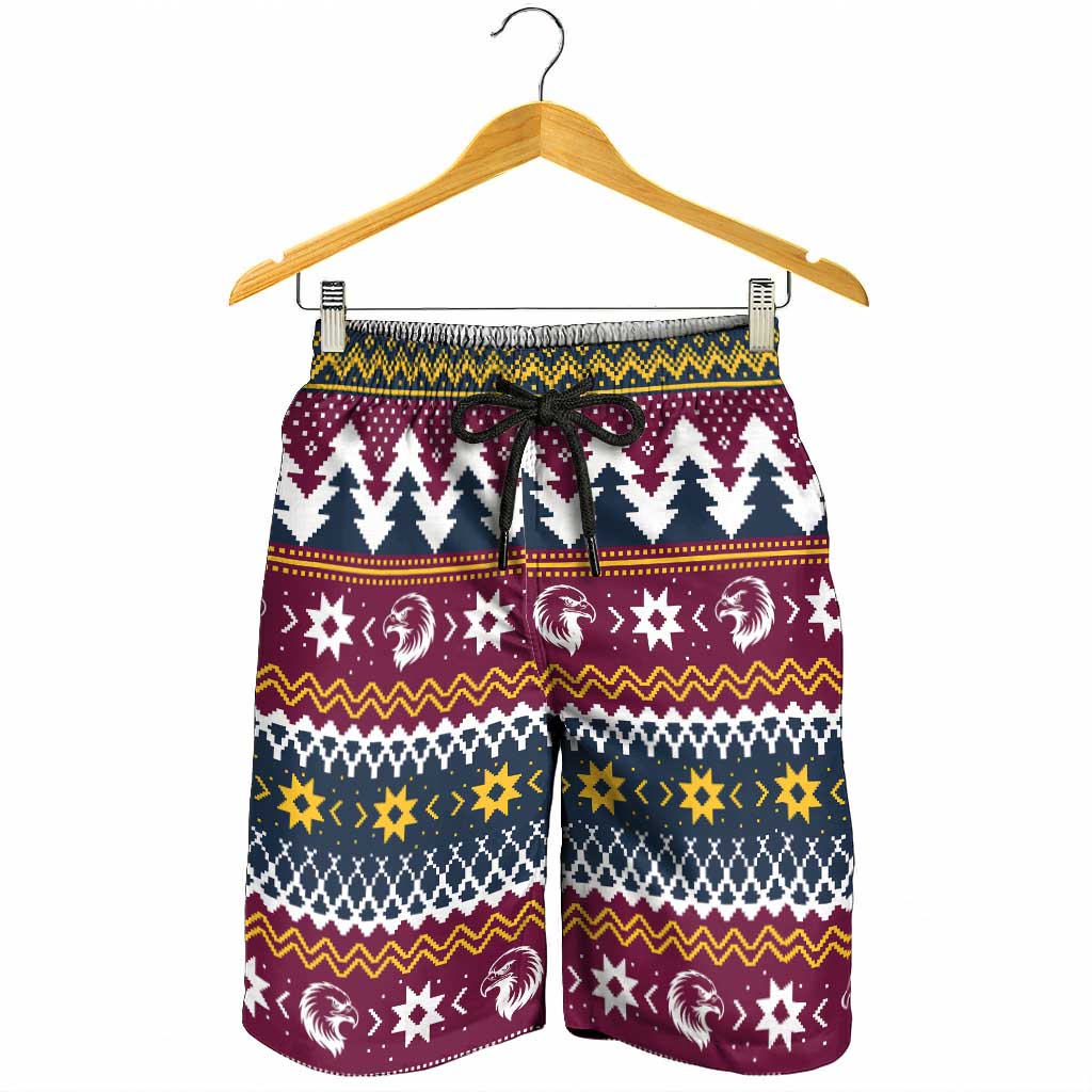 Merry Eagle Roar Shorts for Men Christmas Rugby League Spirit - Aussie Hoodie