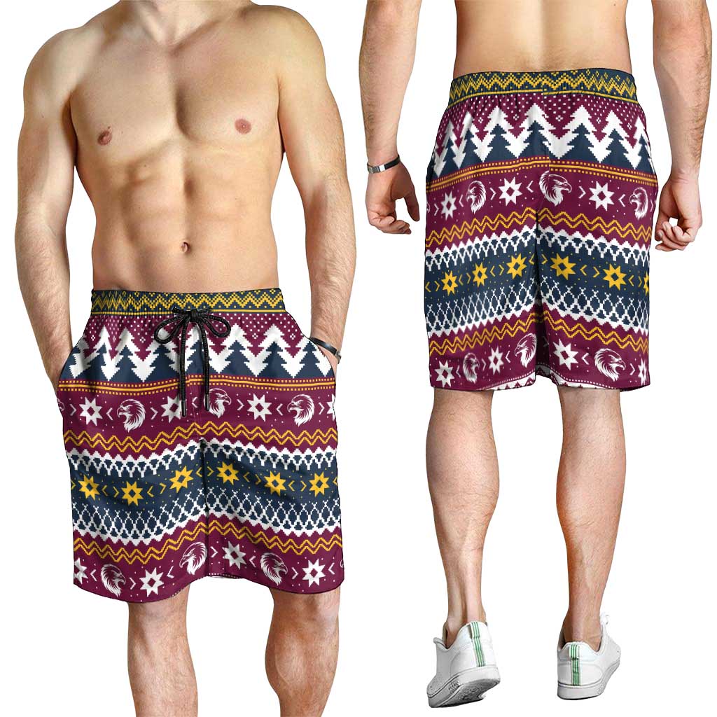 Merry Eagle Roar Shorts for Men Christmas Rugby League Spirit - Aussie Hoodie