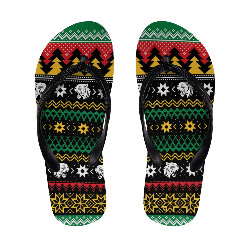 Merry Panther Roar Flip Flops Christmas Rugby League Spirit - Aussie Hoodie
