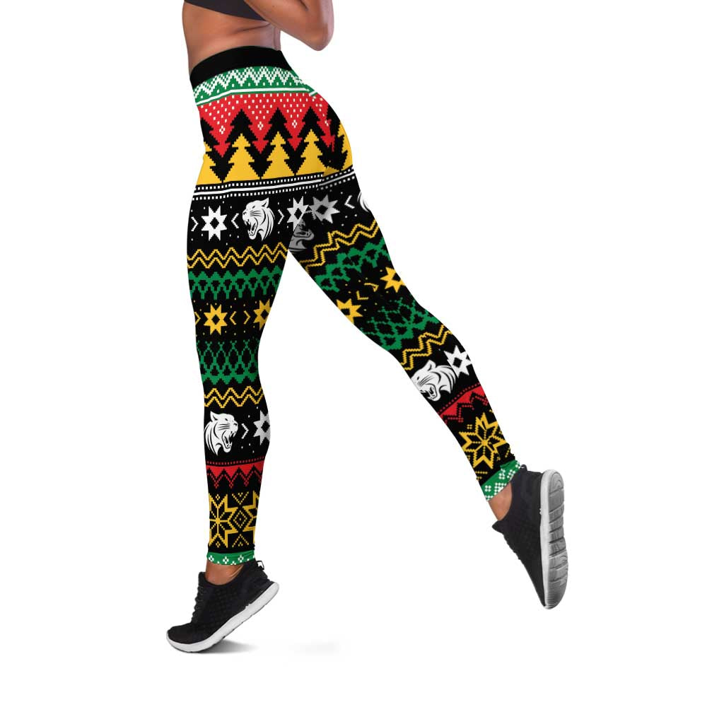 Merry Panther Roar Leggings Christmas Rugby League Spirit - Aussie Hoodie