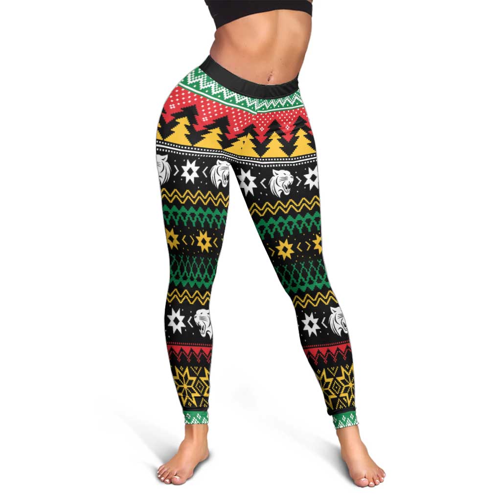 Merry Panther Roar Leggings Christmas Rugby League Spirit - Aussie Hoodie