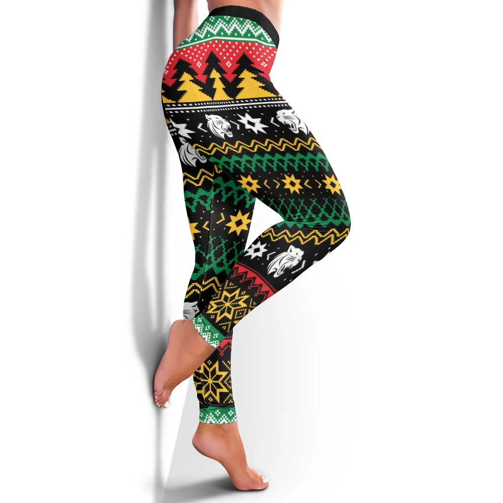 Merry Panther Roar Leggings Christmas Rugby League Spirit - Aussie Hoodie