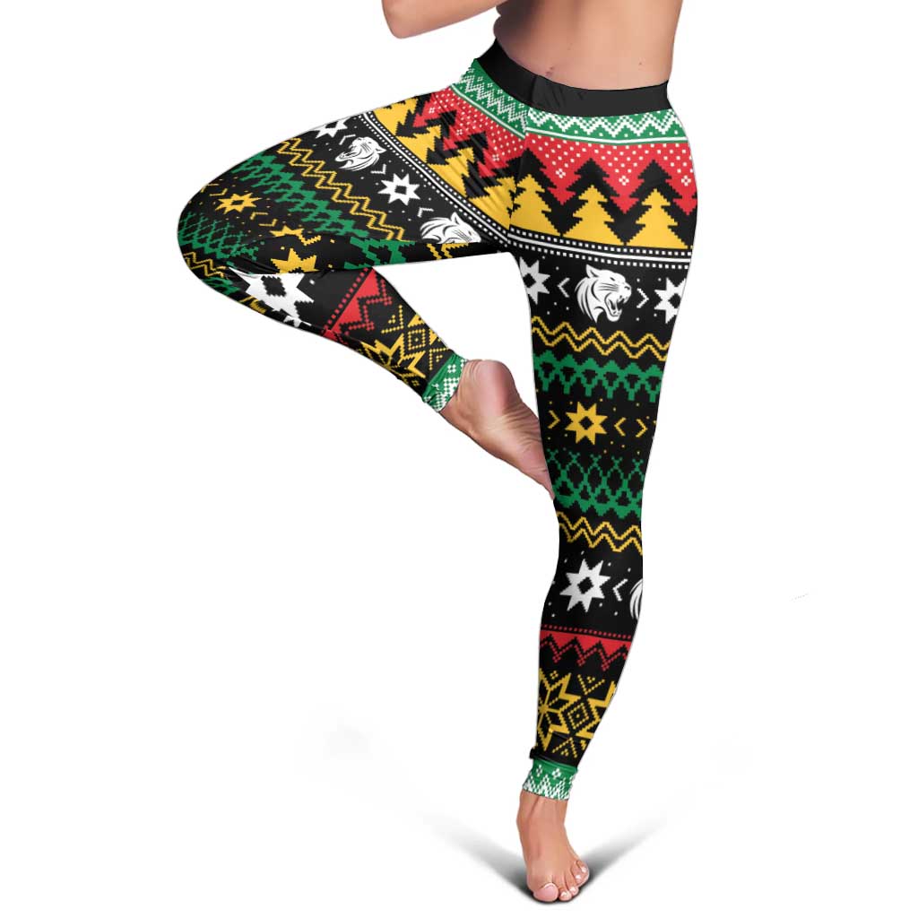 Merry Panther Roar Leggings Christmas Rugby League Spirit - Aussie Hoodie