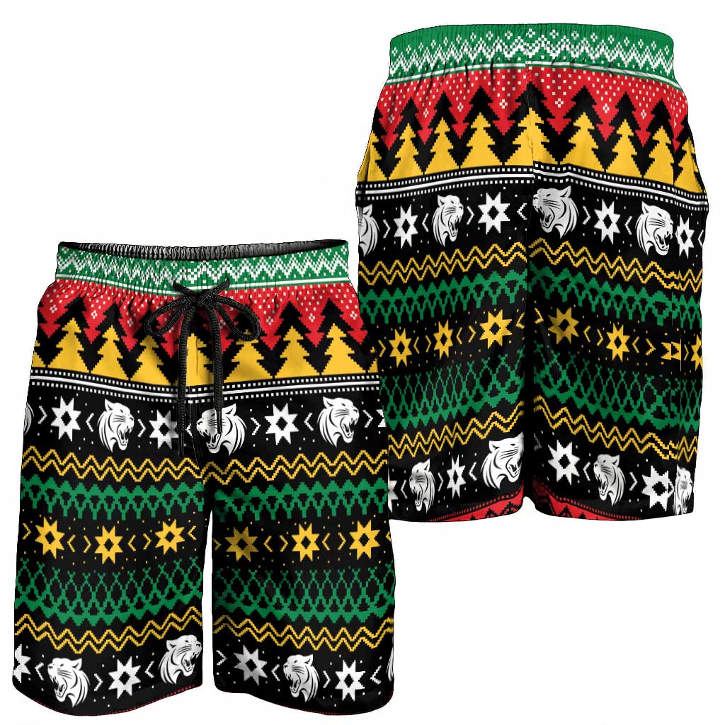 Merry Panther Roar Shorts for Men Christmas Rugby League Spirit - Aussie Hoodie