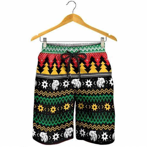 Merry Panther Roar Shorts for Men Christmas Rugby League Spirit - Aussie Hoodie