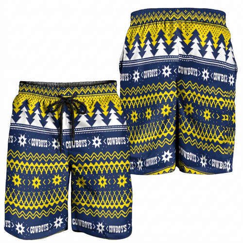 Merry Queensland Cowboys Shorts for Men Christmas Rugby League Spirit - Aussie Hoodie