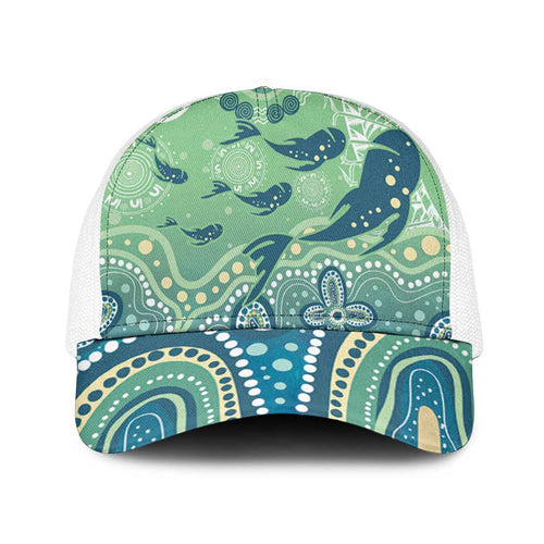 NAIDOC Week 2025 Baseball Net Cap Pastel Ocean Aboriginal Art - Aussie Hoodie