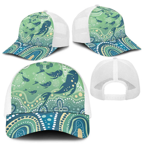 NAIDOC Week 2025 Baseball Net Cap Pastel Ocean Aboriginal Art - Aussie Hoodie