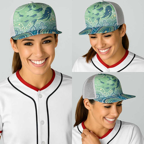 NAIDOC Week 2025 Baseball Net Cap Pastel Ocean Aboriginal Art - Aussie Hoodie
