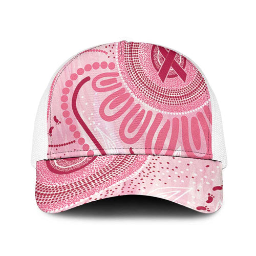 NAIDOC Week 2025 Indigenous Baseball Net Cap Breast Cancer Pink Ribbon - Aussie Hoodie