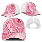 NAIDOC Week 2025 Indigenous Mesh Trucker Cap Breast Cancer Pink Ribbon - Aussie Hoodie