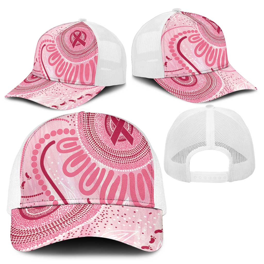NAIDOC Week 2025 Indigenous Mesh Trucker Cap Breast Cancer Pink Ribbon - Aussie Hoodie