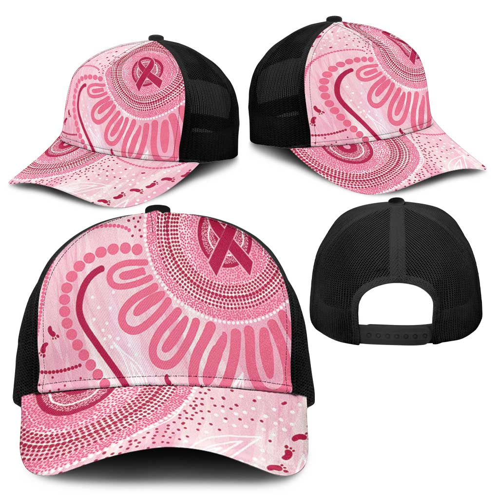 NAIDOC Week 2025 Indigenous Mesh Trucker Cap Breast Cancer Pink Ribbon - Aussie Hoodie