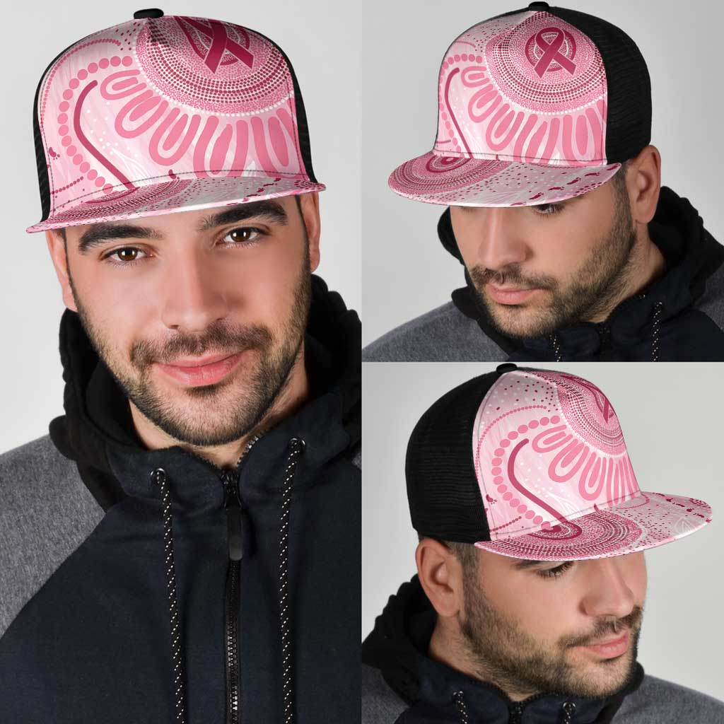 NAIDOC Week 2025 Indigenous Mesh Trucker Cap Breast Cancer Pink Ribbon - Aussie Hoodie