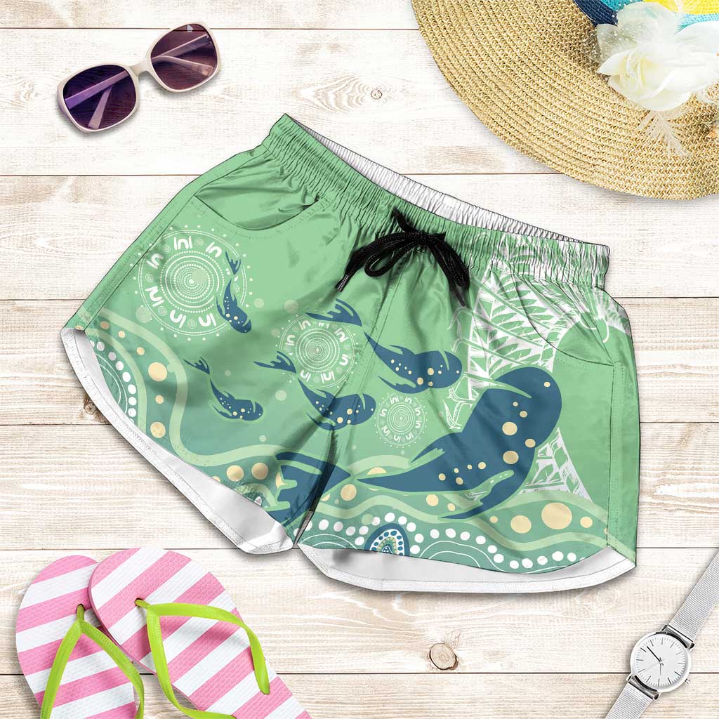 NAIDOC Week 2025 Shorts for Women Pastel Ocean Aboriginal Art - Aussie Hoodie