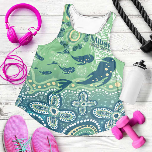 NAIDOC Week 2025 Women Racerback Tank Pastel Ocean Aboriginal Art - Aussie Hoodie