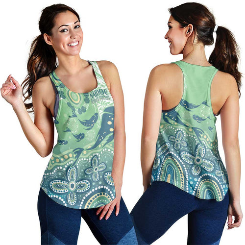 NAIDOC Week 2025 Women Racerback Tank Pastel Ocean Aboriginal Art - Aussie Hoodie