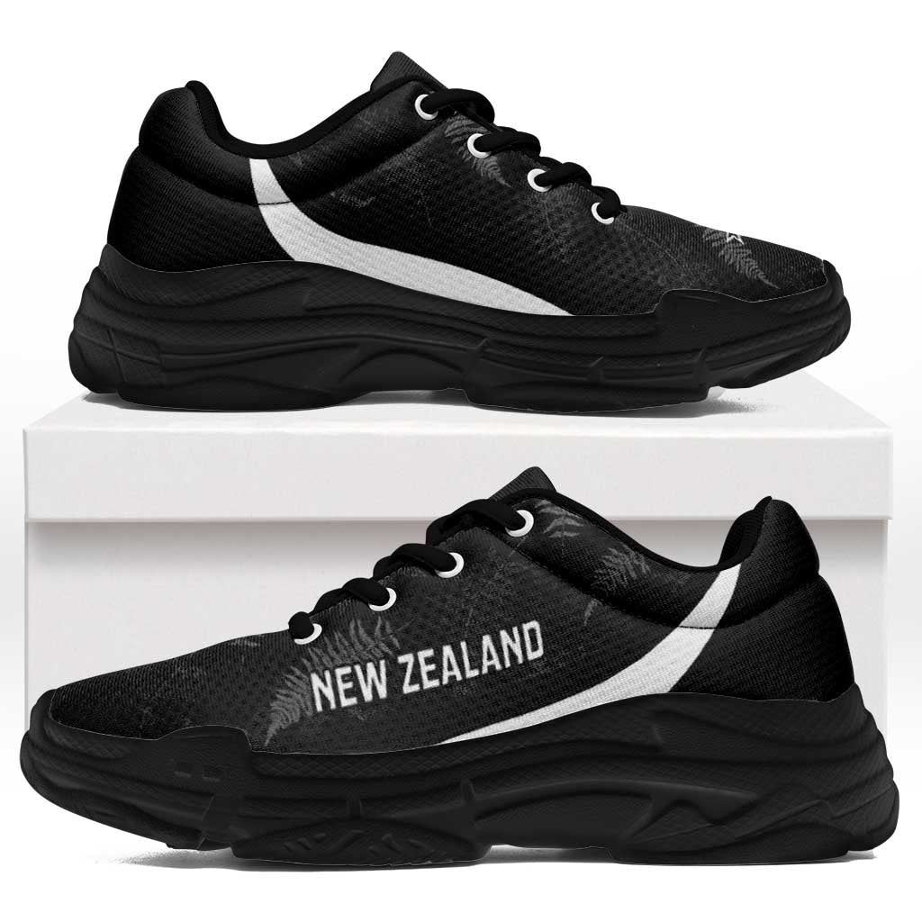 New Zealand 2026 Football Chunky Sneakers Go All White Silver Fern Curve Stylized - Aussie Hoodie