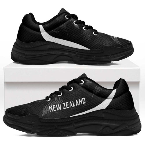 New Zealand 2026 Football Chunky Sneakers Go All White Silver Fern Curve Stylized - Aussie Hoodie