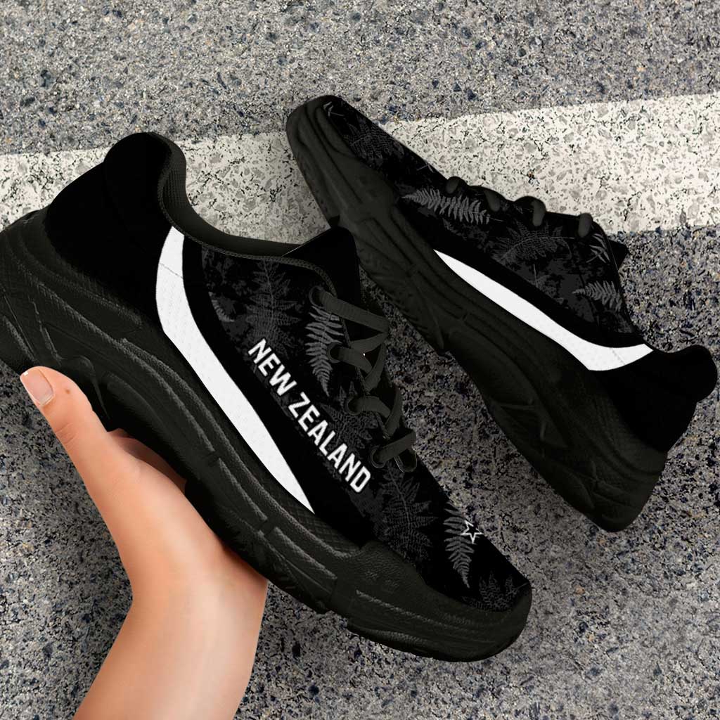 New Zealand 2026 Football Chunky Sneakers Go All White Silver Fern Curve Stylized - Aussie Hoodie