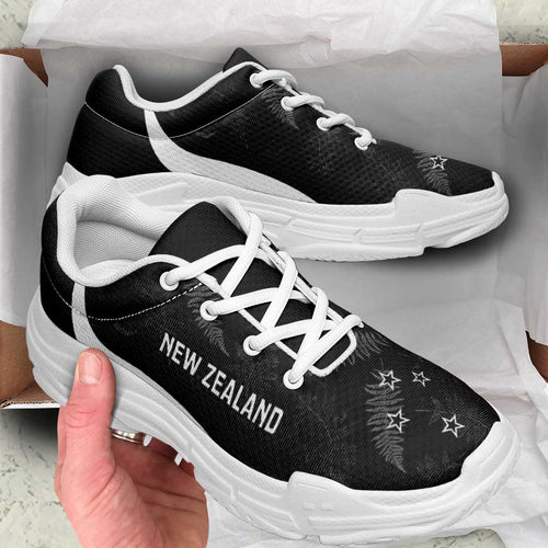 New Zealand 2026 Football Chunky Sneakers Go All White Silver Fern Curve Stylized - Aussie Hoodie
