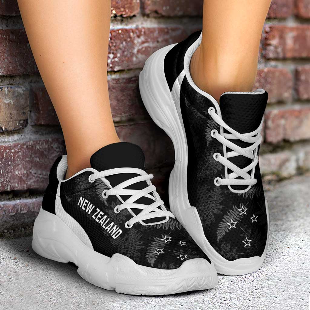 New Zealand 2026 Football Chunky Sneakers Go All White Silver Fern Curve Stylized - Aussie Hoodie