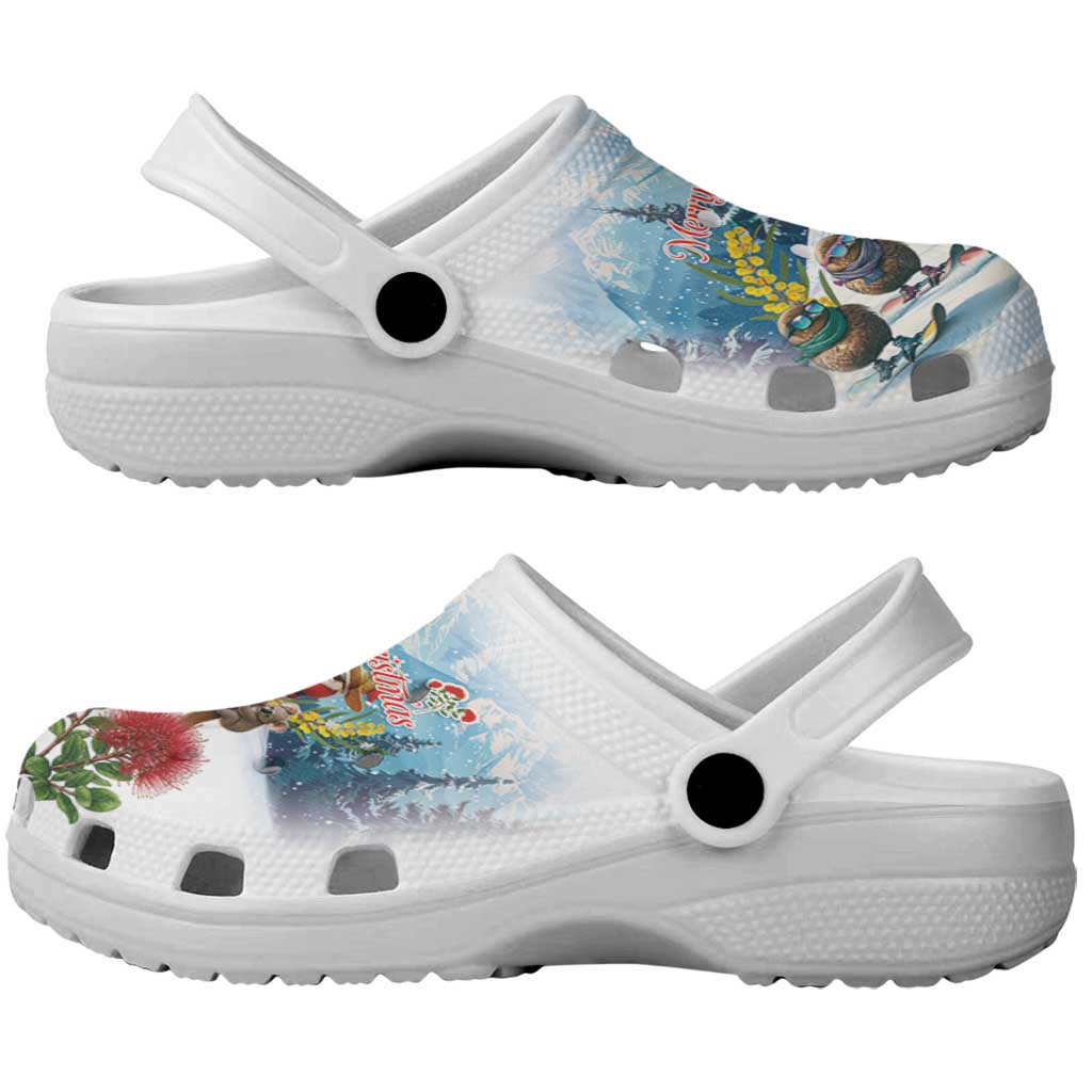 New Zealand and Australia Merry Christmas Clogs Shoes Kiwi Birds Skiing and Koala Santa Riding Kangaroo