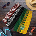 New Zealand and Australia Rugby Shorts for Men Burgundy Koru Geometric with Aboriginal Chevron Sport Style