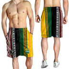 New Zealand and Australia Rugby Shorts for Men Burgundy Koru Geometric with Aboriginal Chevron Sport Style